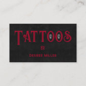 Tattoo Artiest Rood Zwart Cool Skull Visitekaartje (Voorkant)