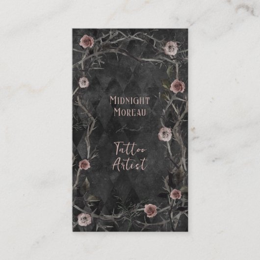 Tattoo Artiest Rozen Doorns QR Code Business Visitekaartje (Voorkant)
