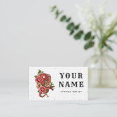 Tattoo Artiest Salon Bloemen Rode Slang Reptiel Wi Visitekaartje (Staand voorkant)