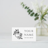 Tattoo Artiest Salon Bloemen Zwaard Classic Wit Visitekaartje (Staand voorkant)