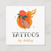 Tattoo Artiest Salon Shop Artistic Creative Flame Vierkante Visitekaartje (Voorkant)
