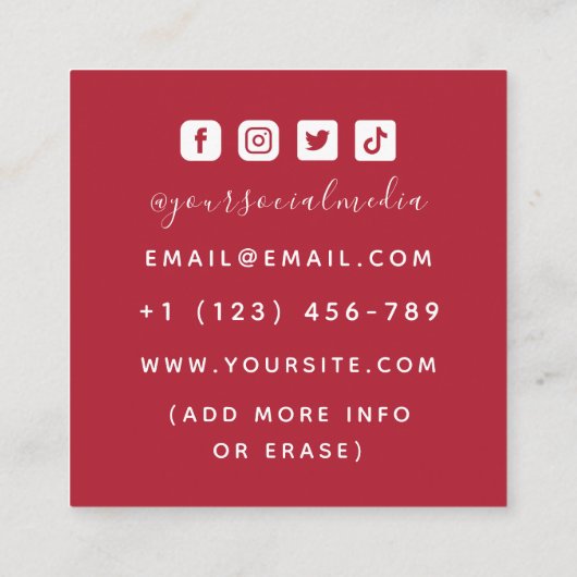 Tattoo Artiest Salon Shop Funky Unique Creative Fu Vierkante Visitekaartje (Achterkant)