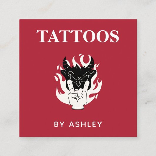 Tattoo Artiest Salon Shop Funky Unique Creative Fu Vierkante Visitekaartje (Voorkant)