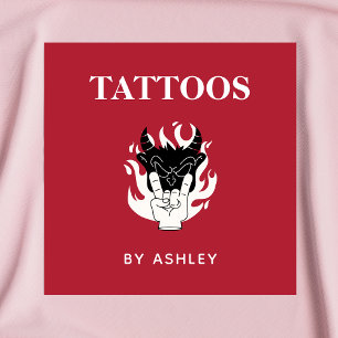 Tattoo Artiest Salon Shop Funky Unique Creative Fu Vierkante Visitekaartje