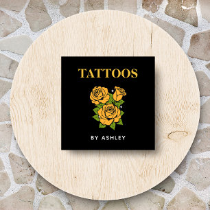 Tattoo Artiest Salon Tijger Vintage Retro Bloemen Vierkante Visitekaartje