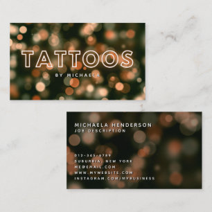 Tattoo Artiest/Shop Modern Gold Neon & Lights Visitekaartje