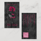 Tattoo Artiest Snake Pink Rose QR Code Visitekaartje (Voorkant / Achterkant)
