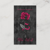 Tattoo Artiest Snake Pink Rose QR Code Visitekaartje (Voorkant)