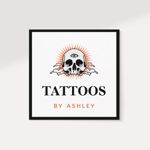 Tattoo Artiest Social Media Skull Sunrise Sunset Vierkante Visitekaartje