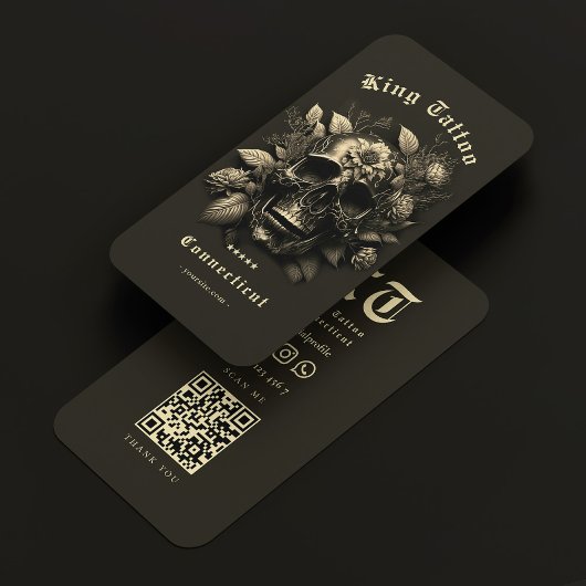 Tattoo Artiest Tatoeëerder Gothic Skull Modern Visitekaartje