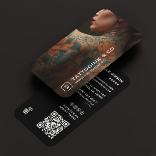 Tattoo Artiest Tatoeëerder Monogram Foto Zwart Visitekaartje