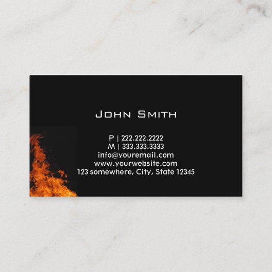 Tattoo artiest Unique Flaming Fire Visitekaartje (Achterkant)