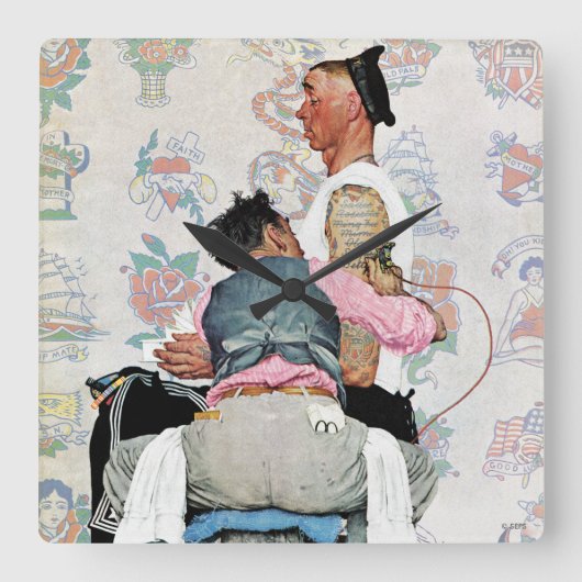 Tattoo artiest vierkante klok (Voorkant)