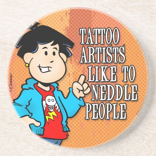 Tattoo artiest zandsteen onderzetter (Voorkant)