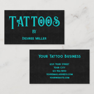 Tattoo Artiest Zwart Blauwgroen Cool Skull Visitekaartje