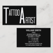 Tattoo Artiest Zwart Eenvoudig Visitekaartje (Voorkant / Achterkant)