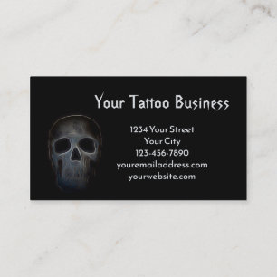 Tattoo Artiest Zwart-wit Gothic Schedel Ontwerp Visitekaartje