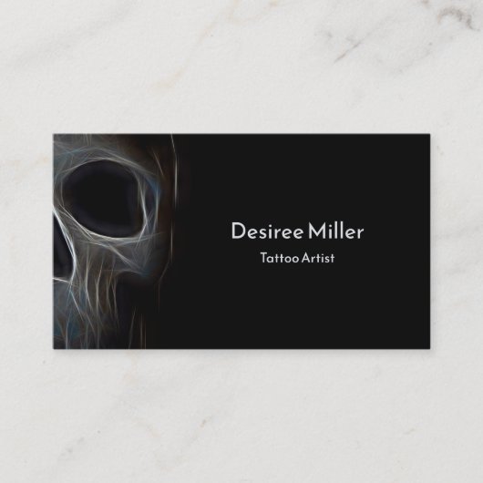 Tattoo Artiest Zwart-wit Gothic Schedel Ontwerp Visitekaartje (Voorkant)