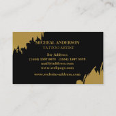 Tattoo Artist Black Crow Modern Gold Brush Stroke Visitekaartje (Achterkant)