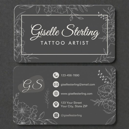 Tattoo Artist Floral Visitekaartje