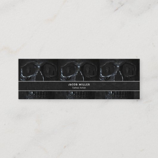 Tattoo Artist Gothic Black Dark Academia Skull Bus Mini Visitekaartje (Voorkant)