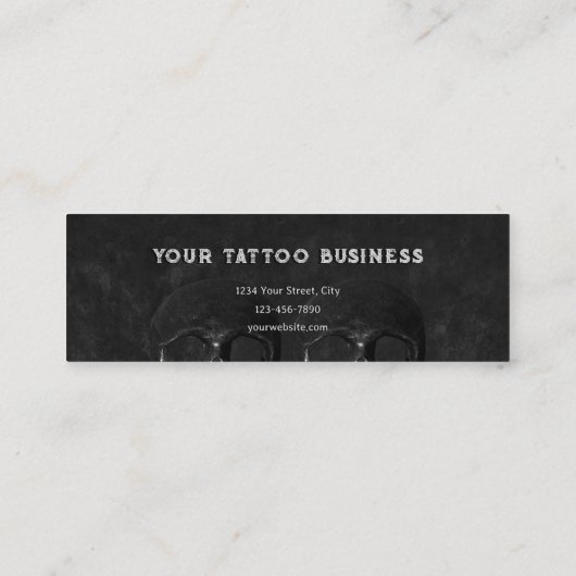 Tattoo Artist Gothic Black Dark Academia Skull Bus Mini Visitekaartje (Achterkant)