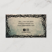 Tattoo Artist Gothic Crow Thorn Lijst Grunge Visitekaartje (Achterkant)