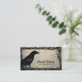 Tattoo Artist Gothic Crow Thorn Lijst Grunge Visitekaartje (Staand voorkant)