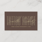 Tattoo artist modern typography script brown visitekaartje (Voorkant)