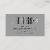 Tattoo artist modern typography script gray visitekaartje (Achterkant)