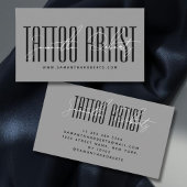 Tattoo artist modern typography script gray visitekaartje
