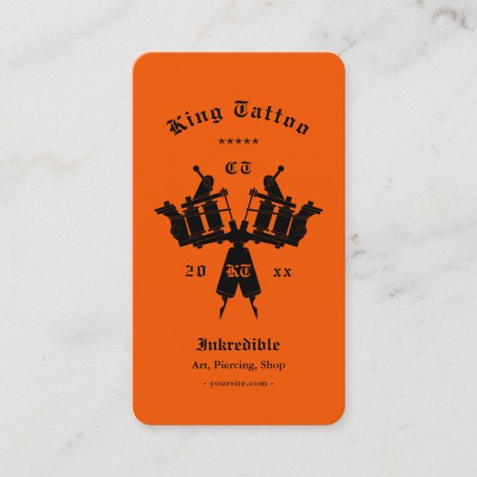 Tattoo Artist Orange Tattooist Minimal Visitekaartje (Voorkant)