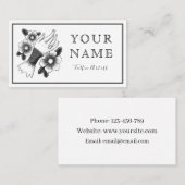 Tattoo Artist Salon Artistic Black & White Plain Visitekaartje (Voorkant / Achterkant)