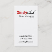 TATTOO ARTIST Simply Ink Visitekaartje (Achterkant)