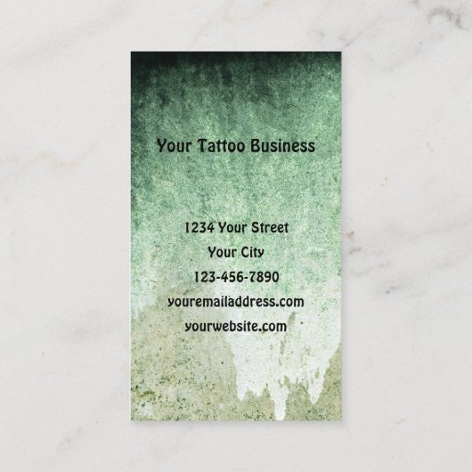 Tattoo Artist Skull Green Gothic Visitekaartje (Achterkant)