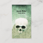 Tattoo Artist Skull Green Gothic Visitekaartje (Voorkant)