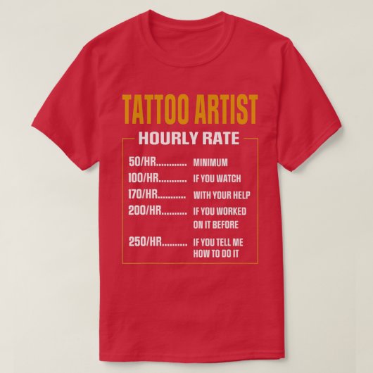  Tattoo Artist Uurly-tarief Gezegde Tattoo art T-shirt (Design voorkant)