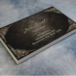 Tattoo Artist Vintage Framed Damask Visitekaartje