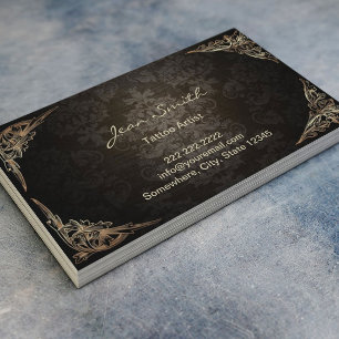 Tattoo Artist Vintage Framed Damask Visitekaartje