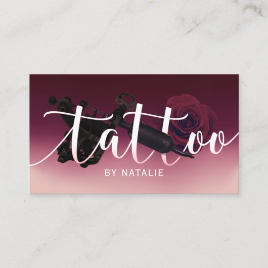 Tattoo artistiek Pistool en bloem Typografie Burgu Visitekaartje (Voorkant)