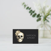 Tattoo artistieke Gothic Skull Rozen Visitekaartje (Staand voorkant)