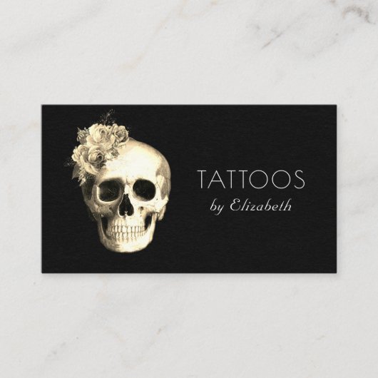 Tattoo artistieke Gothic Skull Rozen Visitekaartje (Voorkant)
