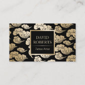 Tattoo artistieke moderne zwarte en gouden oosters visitekaartje (Voorkant)