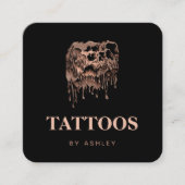 Tattoo artistieke Studio Cool Melding Skull Gothic Vierkante Visitekaartje (Voorkant)