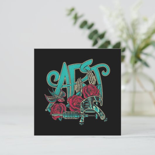 Tattoo artistieke Tattoos zijn tekenkleuren Feestdagenkaart (Staand voorkant)