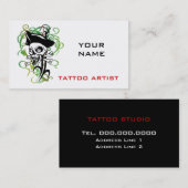 Tattoo artistieke Visitekaartjes Skull Pirate (Voorkant / Achterkant)