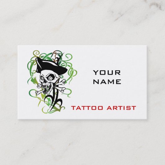 Tattoo artistieke Visitekaartjes Skull Pirate (Voorkant)