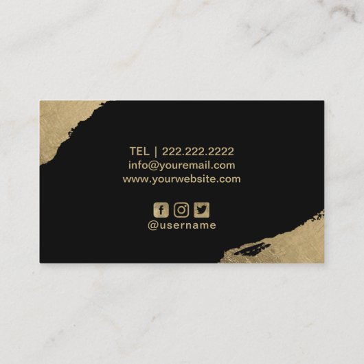 Tattoo artistieke zwarte rok Moderne goudpenseelst Visitekaartje (Achterkant)