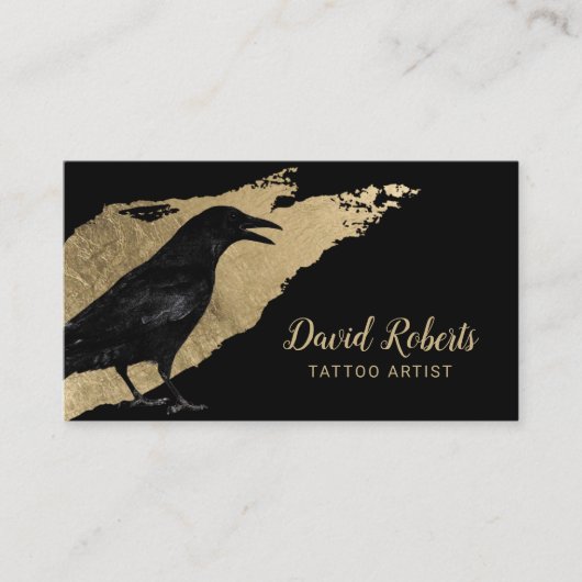 Tattoo artistieke zwarte rok Moderne goudpenseelst Visitekaartje (Voorkant)
