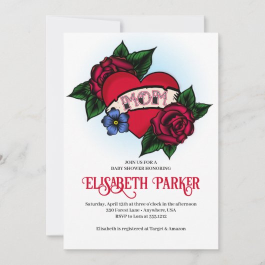  Tattoo Baby shower Uitnodiging (Voorkant)